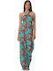 Women's Sleeveless One-piece Suit Turquoise