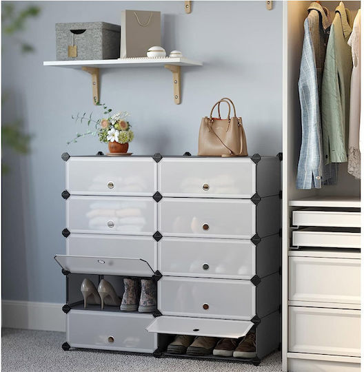 Plastik Schuhorganisatoren Mit 10 Silberne Regale 43x31x173cm LPC010G01