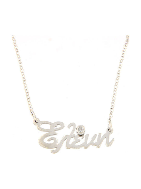 Ios Charm Name aus Silber mit Zirkon
