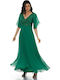 Summer Maxi Dress for Wedding / Baptism Green