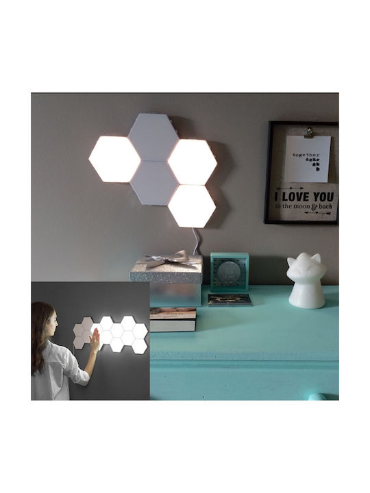 Διακοσμητικό Φωτιστικό LED Ψυχρό Λευκό 6500K Hexagon 6τμχ