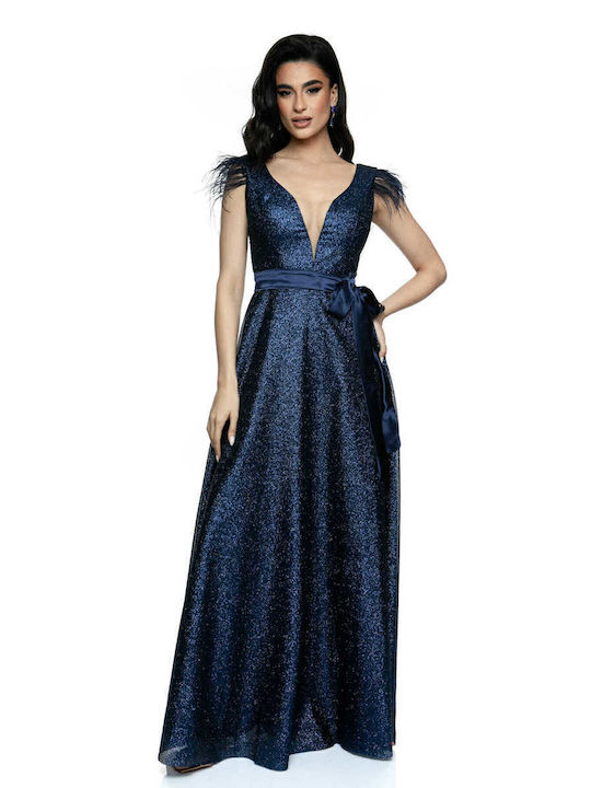 RichgirlBoudoir Maxi Evening Dress with Sheer Blue