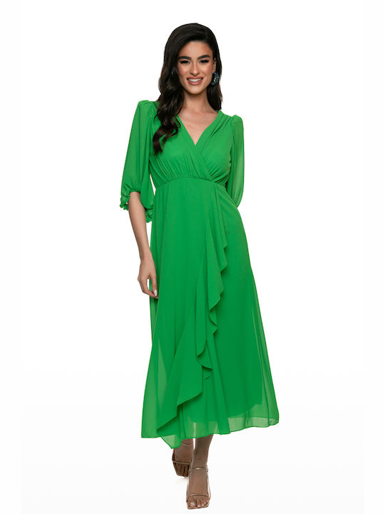 RichgirlBoudoir Summer Maxi Evening Dress with Ruffle Green