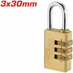 Total Steel Padlock Brass Combination 30mm 1pcs