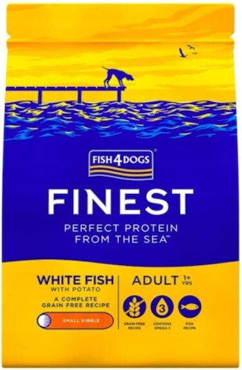 Fish4Dogs Finest Adult White Small Kibble 1.5kg Dry Food Grain-Free & Gluten-Free for Adult Small Breed Dogs with Fish