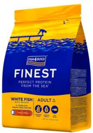 Fish4Dogs Finest Adult White Large Kibble 1.5kg Dry Food Grain-Free & Gluten-Free for Adult Dogs with Fish