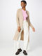 Fransa Long Women's Knitted Cardigan Beige