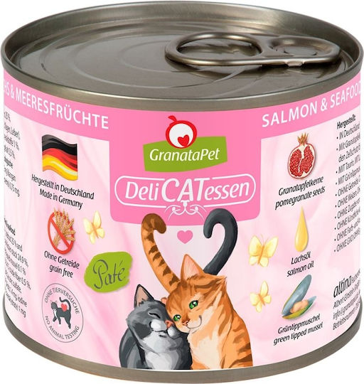 Granata Pet Foods Delicatessen Mousse Wet Food for Cats in Cans with Salmon Grain-Free 200gr