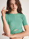 Attrattivo Women's Summer Crop Top Short Sleeve Green