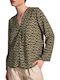 Ale - The Non Usual Casual Summer Cotton Tunic Long Sleeve with V Neckline Polka Dot Khaki