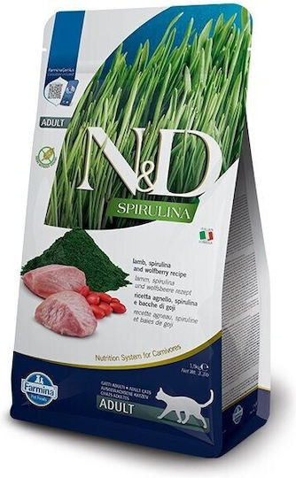 Farmina N&D Spirulina Dry Food Grain-Free & Gluten-Free for Adult Cats with Lamb 1.5kg