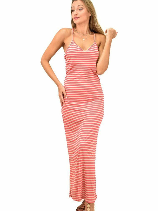 First Woman Summer Maxi Athletic Dress Spaghetti Strap Pink