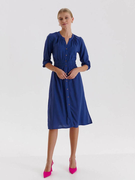 Make your image Summer Midi Shirt Dress Dress Navy Blue