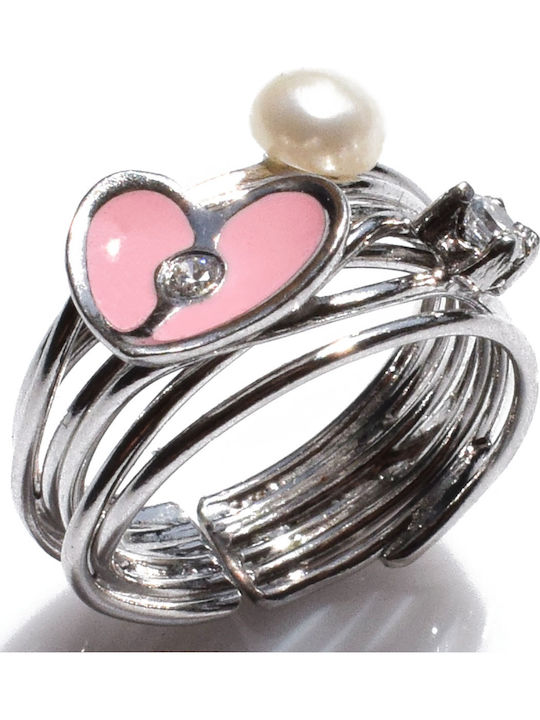 Bizoutaki Ring with Pearls, Zircon & Enamel mad...