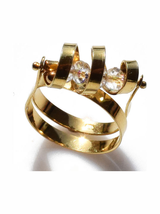Bizoutaki Ring with Stones made of Silver Gold Plated