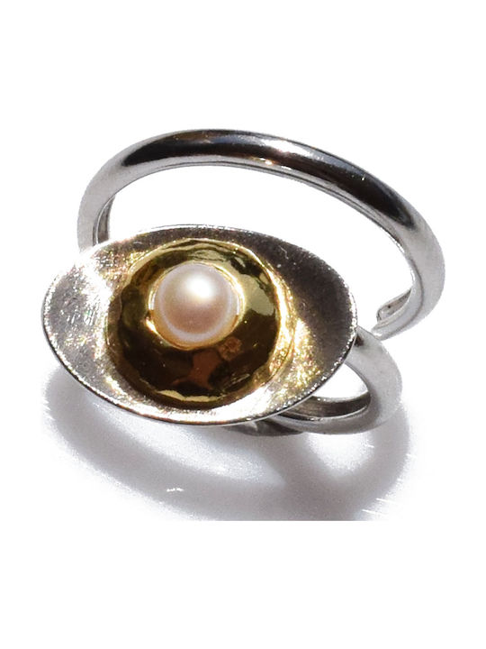 Bizoutaki Ring with Pearls made of Silver