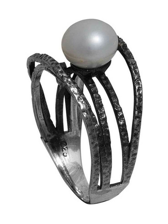 Bizoutaki Women's Gold Plated Silver Ring with Pearl