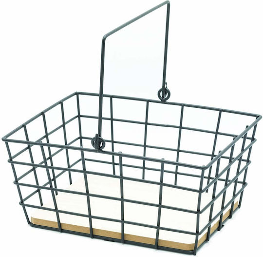 JK Home Decoration Decorative Metal Basket with Handles Black 25x20x12cm