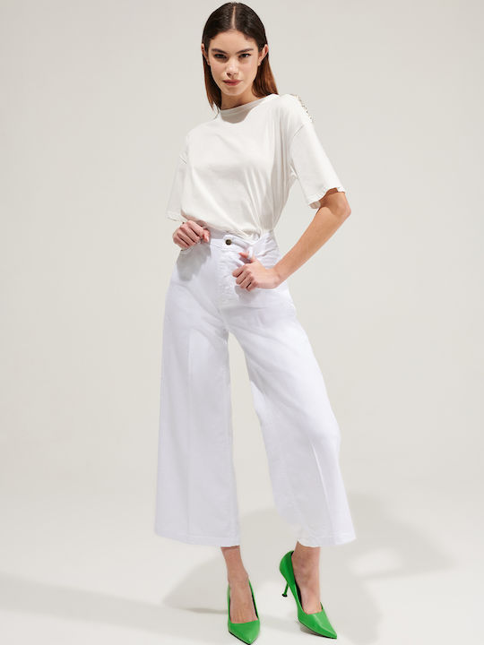 Denim cropped pants R.R. ROB6165 White