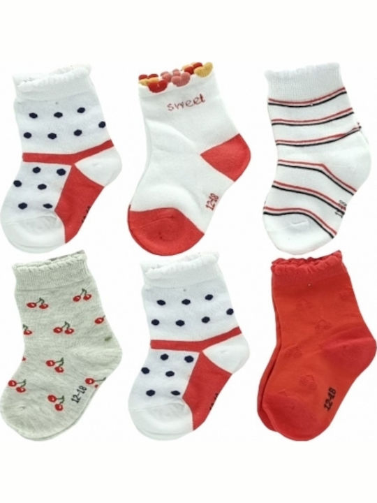 365 Charm Socks Παιδικές Κάλτσες Μακριές Κόκκινες 6 Ζευγάρια