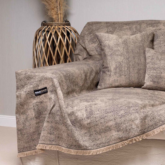 Aslanis Home Kedros Ριχτάρι Τριθέσιου Καναπέ Chenille 180x300εκ. Άμμου / Καφέ 680085