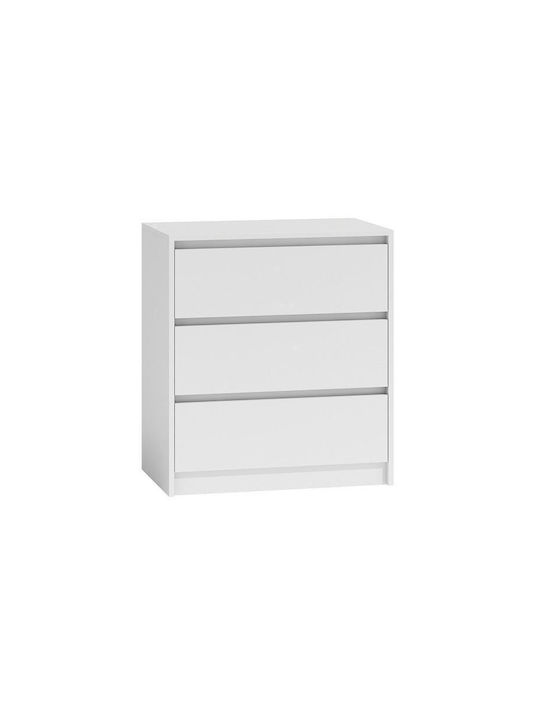 Wooden Chest of Drawers with 3 Drawers White 70x43x78cm