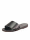 Leather Women's Flat Sandals in Black Color