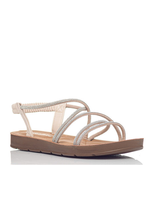 Women's Flat Sandals in Beige Color
