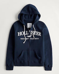Hollister Ζακέτα Navy Μπλε με Κουκούλα Hollister Ζακέτα Navy Μπλε με Κουκούλα