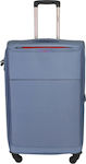 Diplomat Large Travel Suitcase Fabric Blue Raff with 4 Wheels Height 71cm.