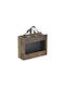 Inart Freistehend Flaschenhalter Hölzernes für 3 Flaschen Bronze 30x11x23εκ.
