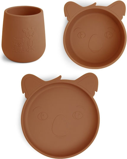 Nuuroo Feeding Set made of Silicone Brown 2pcs