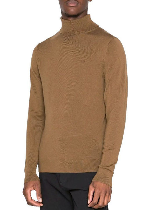 Calvin Klein Men's Blouse Turtleneck Brown