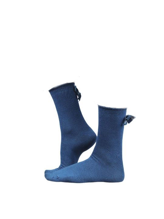 Noidinotte Damen Einfarbige Socken Blau 1Pack
