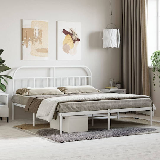 Bett Übergröße Metall Weiß mit Latten für Matratze 160x200cm