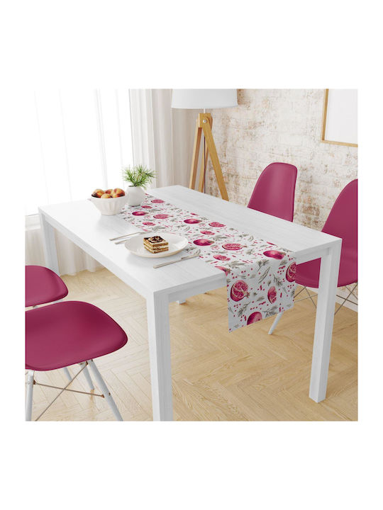 Dimcol Pomegranate Cotton & Polyester Stain Resistant Tablecloth Runner 458 White 40x180cm