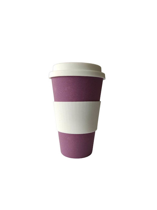 Bamboo Cup with Lid Purple 450ml