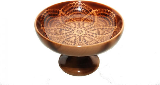 Wooden Art Fruit Bowl Wooden Brown 18x28cm