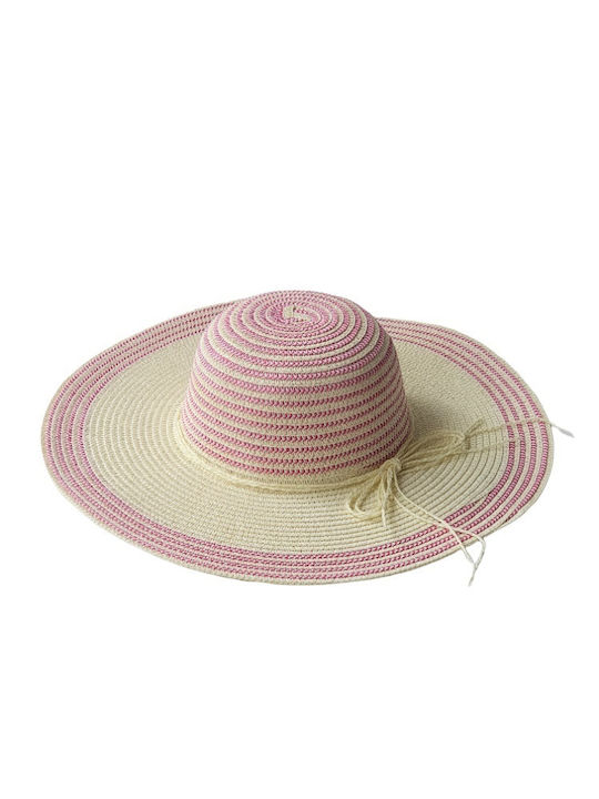 MI-TU Exclusive Γυναικείο Ψάθινο Καπέλο Floppy Ροζ