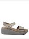 Anatomic Women's Leather Ankle Strap Platforms Beige