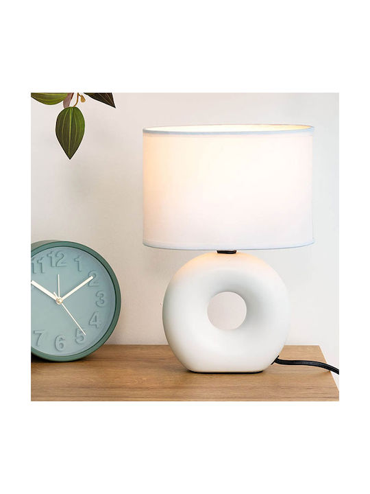 A-S Ceramică Lampă de masă pentru Soclu E14 cu Abajur Alb și Bază
