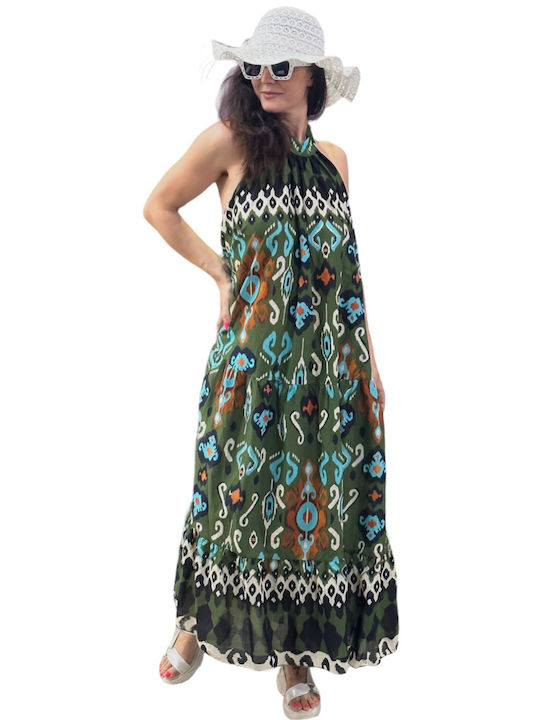 Mohicans Black Line Summer Maxi Dress Green