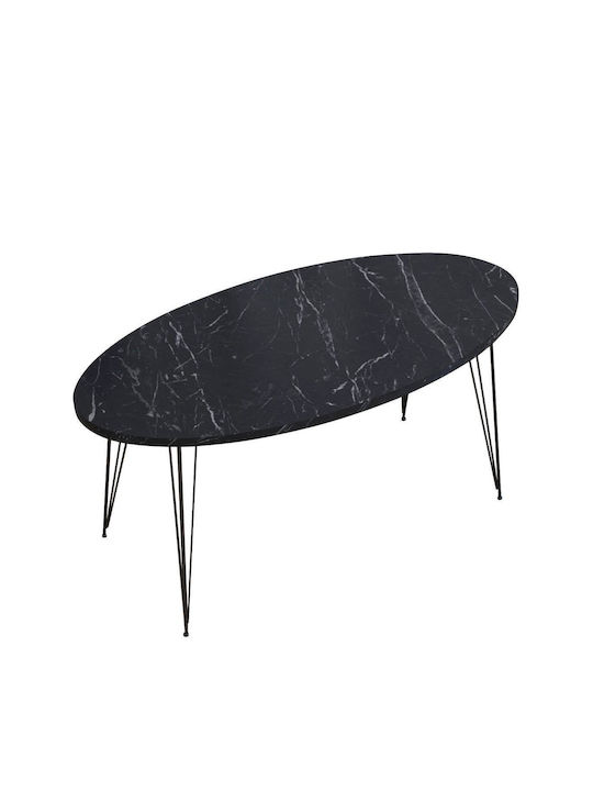Oval Coffee Table Seye Black / Marble face L90xW45xH40cm