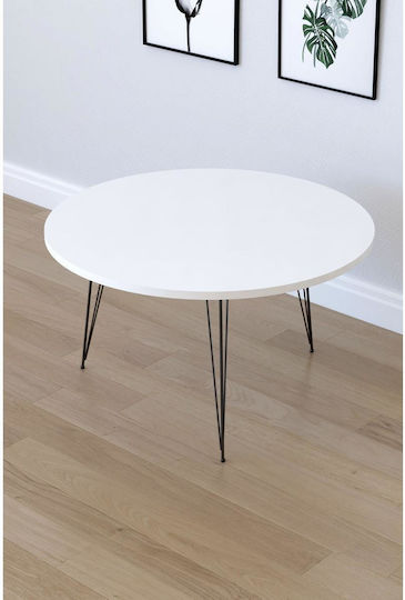 Masa De Cafea Rotundă Centrală Tayo Din Lemn Alb L70xL70xÎ40cm