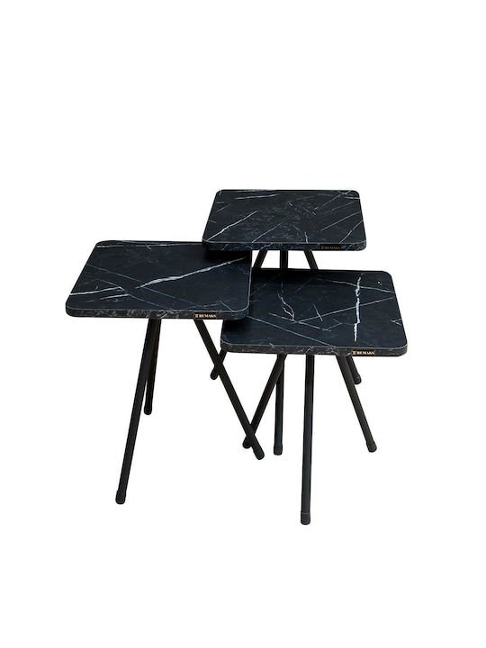 Yuusuf Square Wooden Zigon Tables Black L33xW33xH52cm