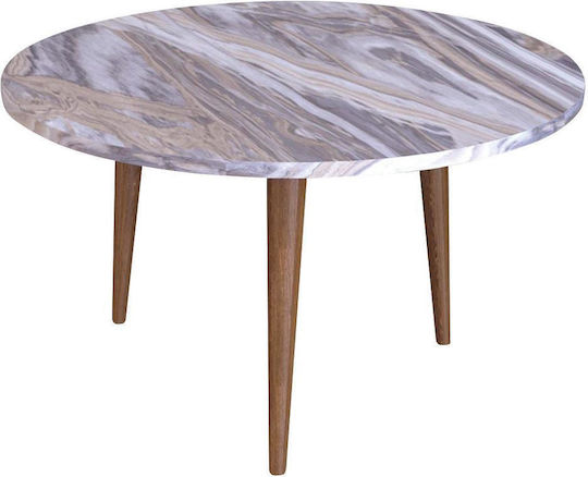 Round Central Coffee Table Ashby Wooden Gray Marble Finish M73xP73xH40cm