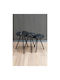 Round Side Table Uba Wooden Black Marble Finish 3 Pieces M33.5xL33.5xH52cm