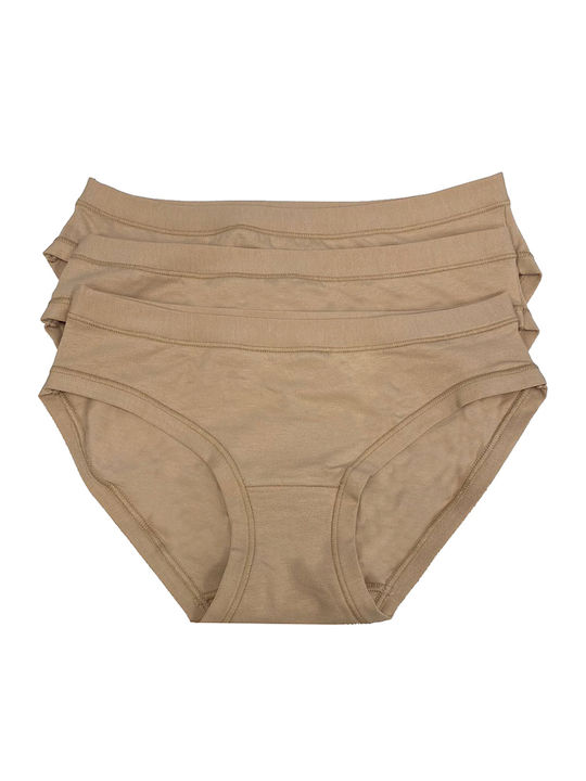 Mini Βαμβακερά Γυναικεία Slip 3Pack Μπεζ