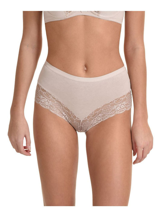 Miss Rosy High-waisted Women's Boxer with Lace Beige