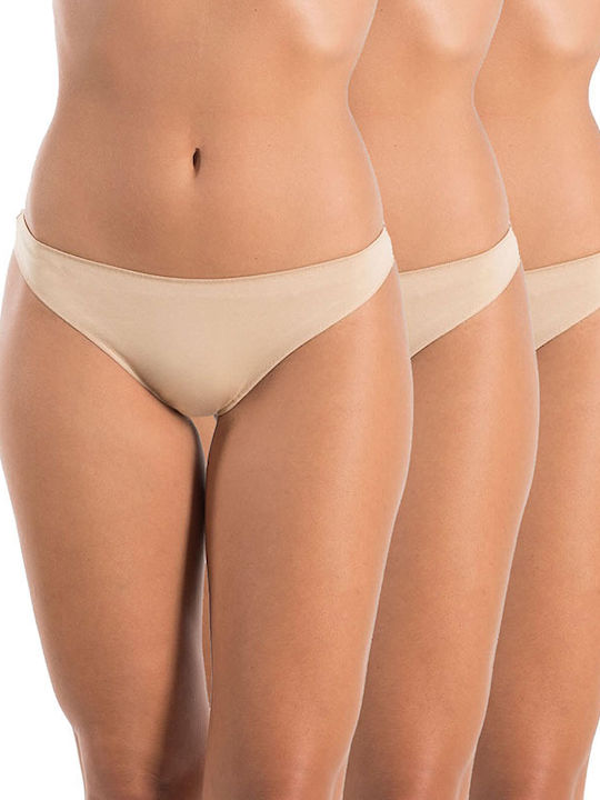 Γυναικεία Brazil 3Pack χωρίς Ραφές Μπεζ